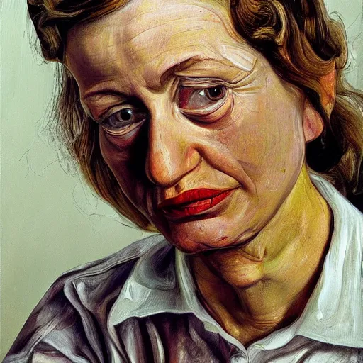Image similar to high quality high detail painting by lucian freud, hd, portrait of violet tarantino