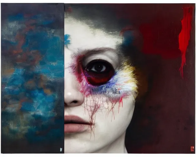 Image similar to eternal eclipse, a brutalist designed, rich deep vivid colours, monia merlo, painted by francis bacon, michal mraz, adrian ghenie, nicola samori, james jean!!! and petra cortright, part by gerhard richter, part by takato yamamoto. 8 k masterpiece.