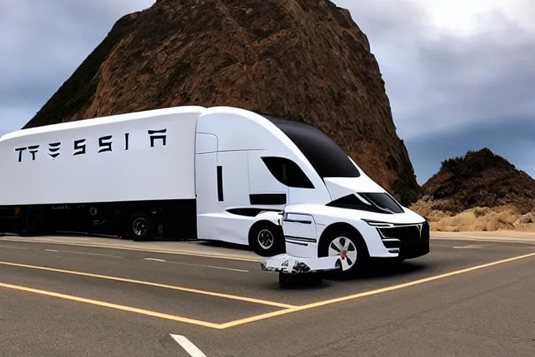 Image similar to Tesla cyber truck on the California pch