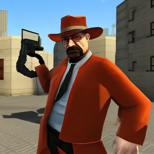 Image similar to Walter White in Team Fortress 2, HD 4k game screenshot, Valve official announcement, new character