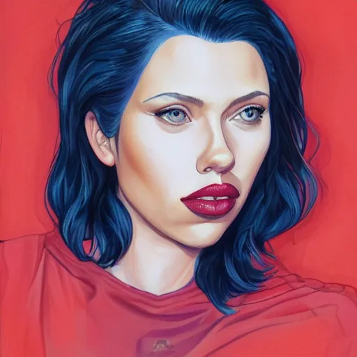 Image similar to Scarlet Johansson, painted by Martine Johanna