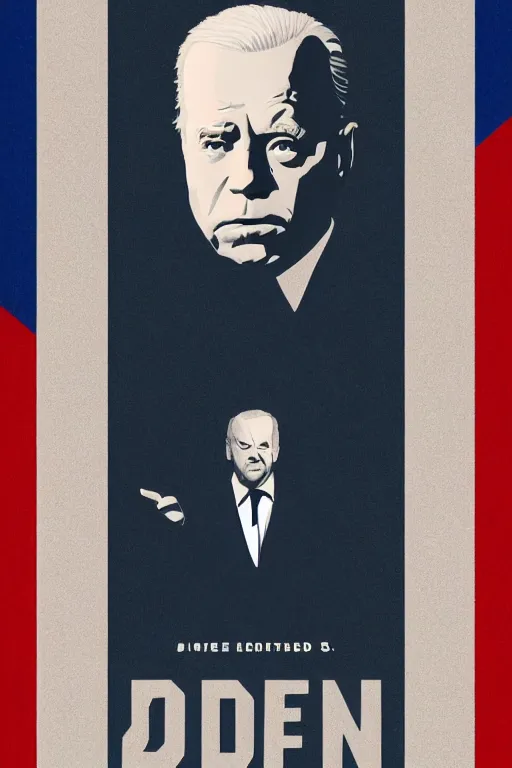 Image similar to minimal movie poster, biden, paul giamatti is united states president joe biden, solid colors, cinematic, fan art, trending on artstation