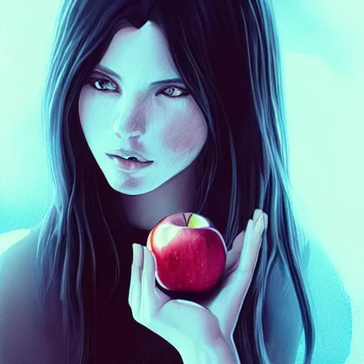 Prompt: photogenic apple, dark lights, cinematic, sharp focus, illustration, art by artgerm