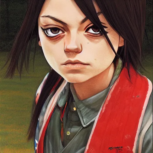 Image similar to anime mila kunis by by Hasui Kawase by Richard Schmid