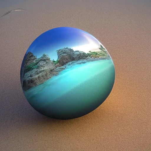 Prompt: a beautiful rock on the beach, octane render, raytracing, detailed, 8 k