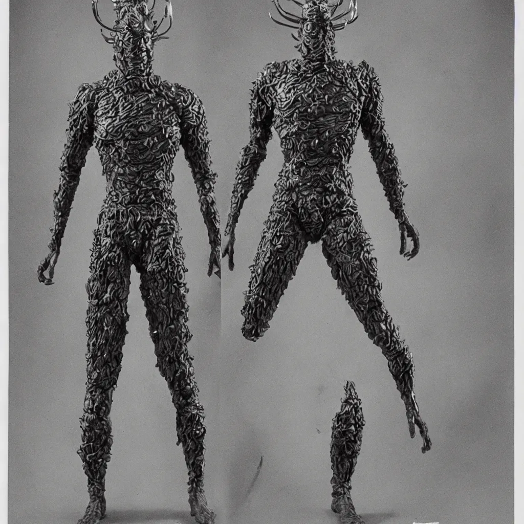 Image similar to an ultra detailed insect man half body front view in kodak 7 0 s film look