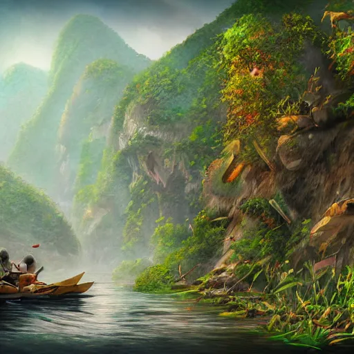 Image similar to Vietnamese Wilderness. Digital art. Trending on Artstation.