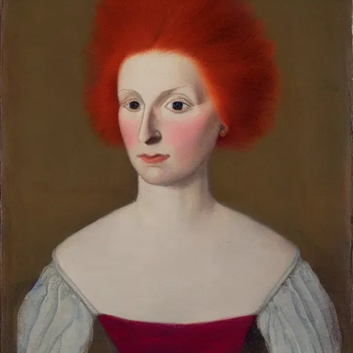 Prompt: portrait of a red - head helga, tempera on panel, collection of the brandywine river museum of art