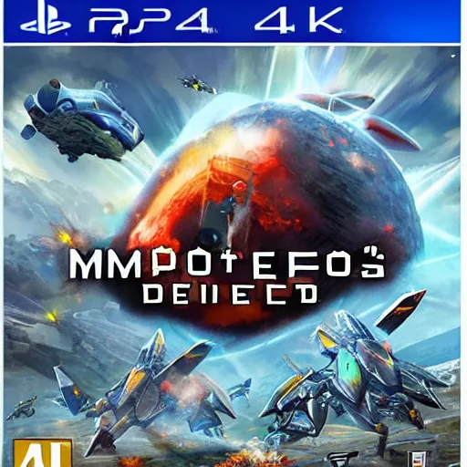 Prompt: video game box art of a game called meteor defense, 4 k, very detailed cover art.