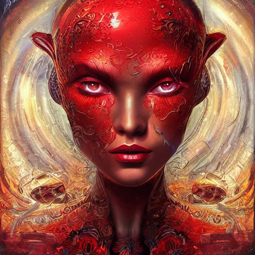 Image similar to Red alien, intricate, detailed digital art by Karol Bak