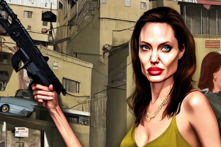 Image similar to angelina jolie in a gta v loading screen