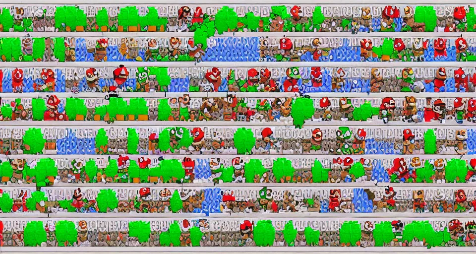 Prompt: sprite sheet of mario bros, 8 k, very high resolution, pixelart, processing, extremely hyperdetailed