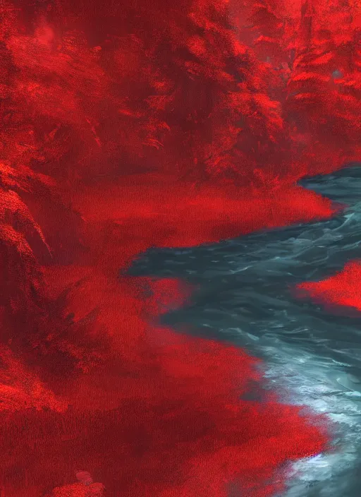 Prompt: dead river, red color, highly detailed, 8 k, artstation, beutifull, masterpiece