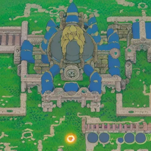 Image similar to studio ghibli themed breath of the wild Hyrule castle, without Link