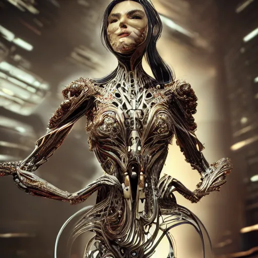 Prompt: beautiful wraithen biomechanical incredible technological hair, masterpiece crystalline incrustations, hyper - detailed face, elegant pose, movie still, intricate, octane render, cinematic lighting, cgsociety, unreal engine,