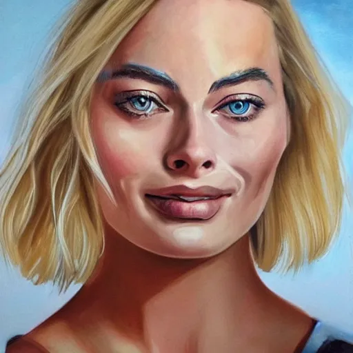 Prompt: realistic detailed face portrait, Margot Robbie