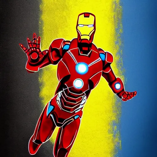 Prompt: Iron Man and Ukraine colors