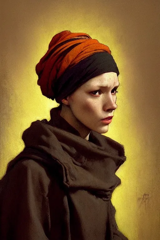 Image similar to full character portrait half - life 2 team fortress 2 video game character art not the girl with the pearl earring character design, painting by gaston bussiere, katsuya terada, nc wyeth, greg rutkowski, craig mullins, vermeer, frank frazetta, mucha, tom of finland, trending on artstation, jeffery catherine jones