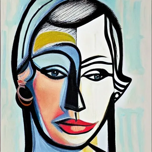 Prompt: charlize theron portrait by Picasso