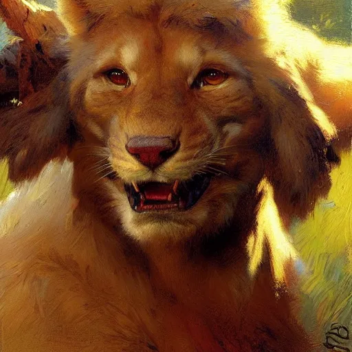 Prompt: a portrait of an animal wearing t shirt. highly detailed painting by gaston bussiere, craig mullins, j. c. leyendecker, furry