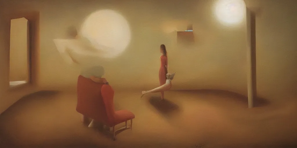 Prompt: surreal painting of loneliness in a dreamscape oneiric