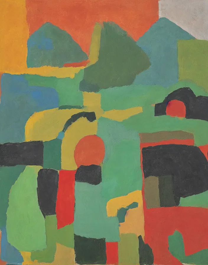 Image similar to a portrait of a character in a scenic environment by Etel Adnan