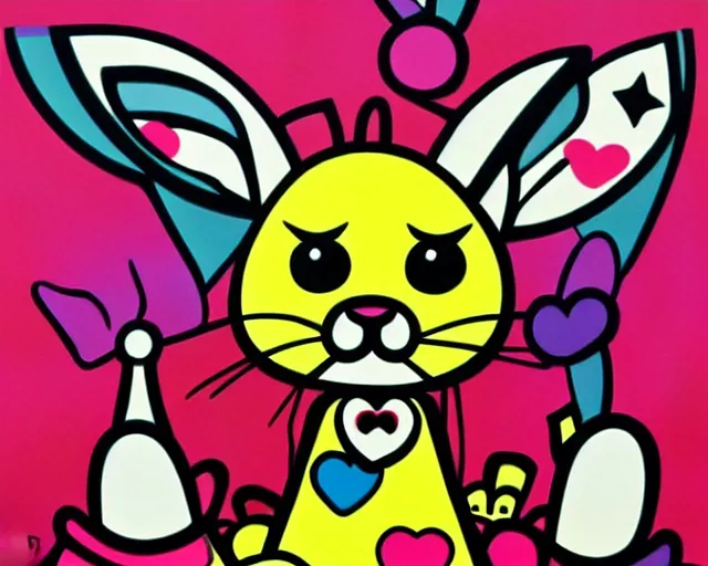 Prompt: a very cute bunny, fine art by romero britto