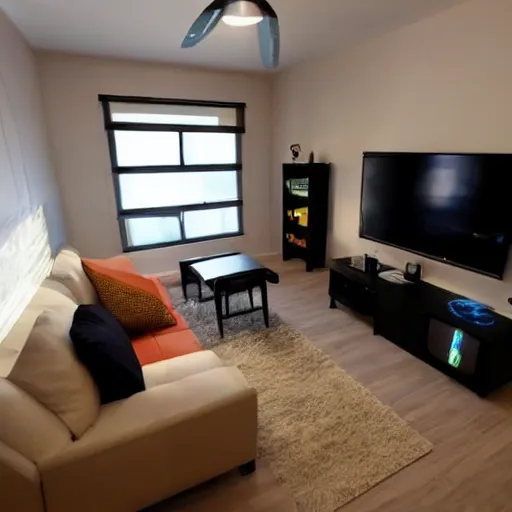 Image similar to a well furnished apartment for gamer