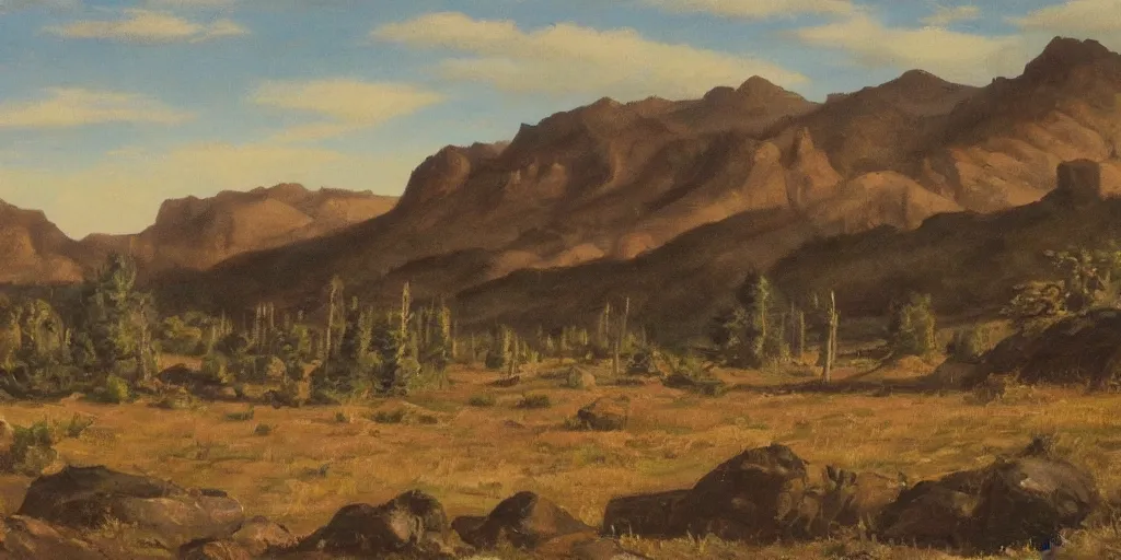 Prompt: a wild west scenery, camps in the background, painted