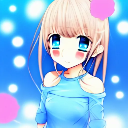 Image similar to cute pretty pixiv light blue frontpage