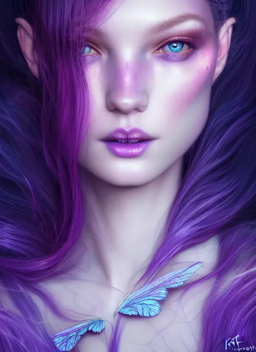 Prompt: portrait of fairy, fantasy, rule of thirds, intricate, ultra violet highlights, octane render, detailed, beautiful, unreal engine, symmetrical!!, loreal, maybelline, sephora, loreal, artstation, art by karol bak, art by artgerm, rossdraws, cinematic, concept art, filmic, vsco