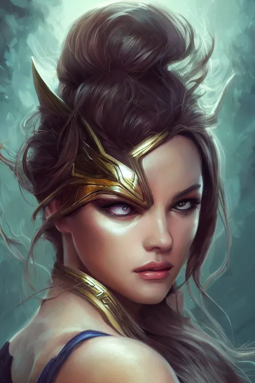 Image similar to three quarters portrait pose of a beautiful woman, strong body,super heroine costume,super powers, fantasy, intricate, elegant, highly detailed, digital painting, artstation, concept art,shining, sharp focus, illustration, art by Stanley Lau