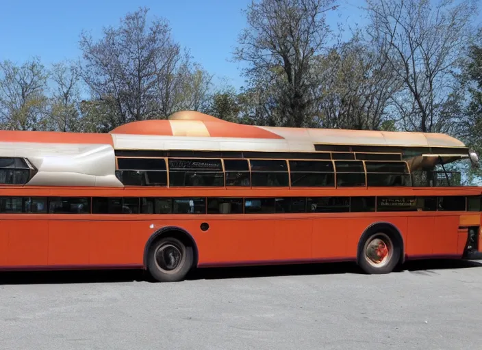 Prompt: a bus designed by frank lloyd wright