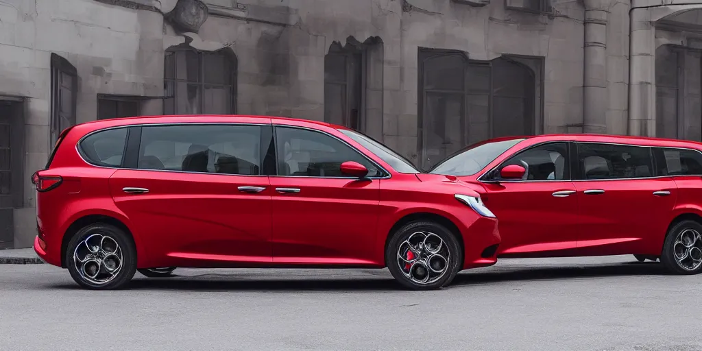 Image similar to 2022 Alfa Romeo Minivan, red