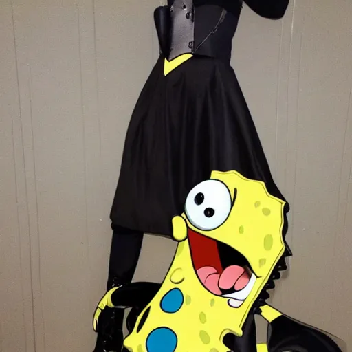 Prompt: SpongeBob cosplaying as 2B