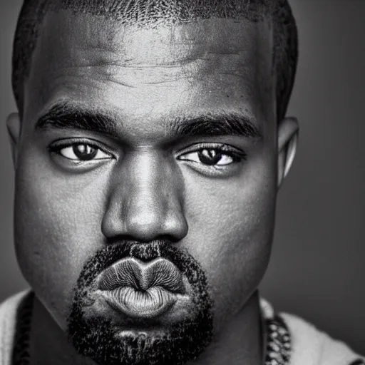 Image similar to the face of young kanye west at 2 8 years old, portrait by julia cameron, chiaroscuro lighting, shallow depth of field, 8 0 mm, f 1. 8