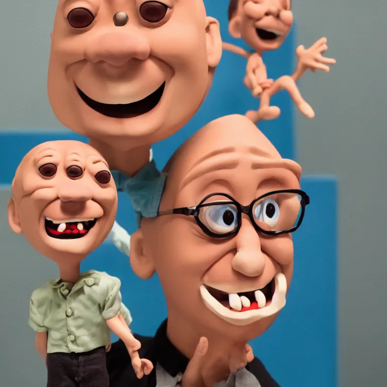 Image similar to claymation character devin montes smiling cartoon head