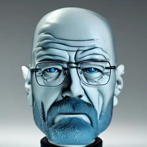 Prompt: walter white made of water, water elemental, blown glass figure