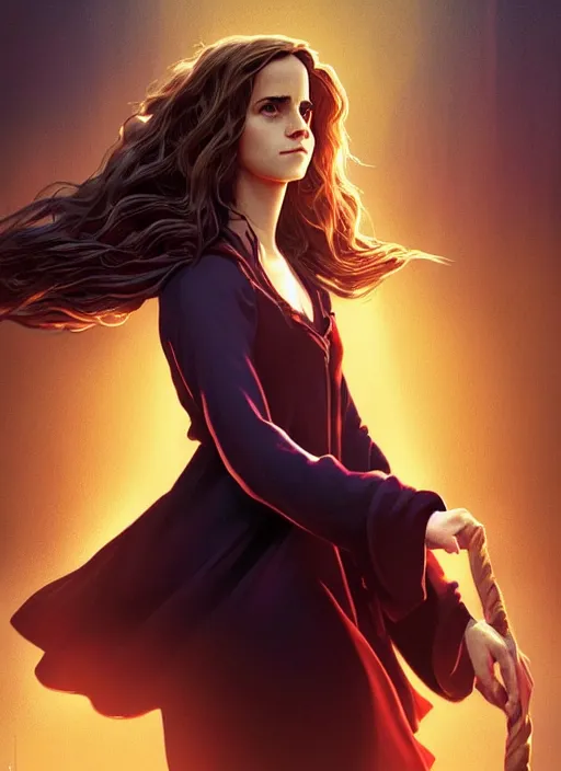 Prompt: Poster artwork by Michael Whelan and Tomer Hanuka, Karol Bak. Rendering of Emma Watson as Hermione Granger. Sad. Worried. Concerned. Vivid. Clean. Full of details. Extremely detailed. Award winning. Cinematic lighting. By Makoto Shinkai and thomas kinkade. Matte painting. Trending on artstation and unreal engine.