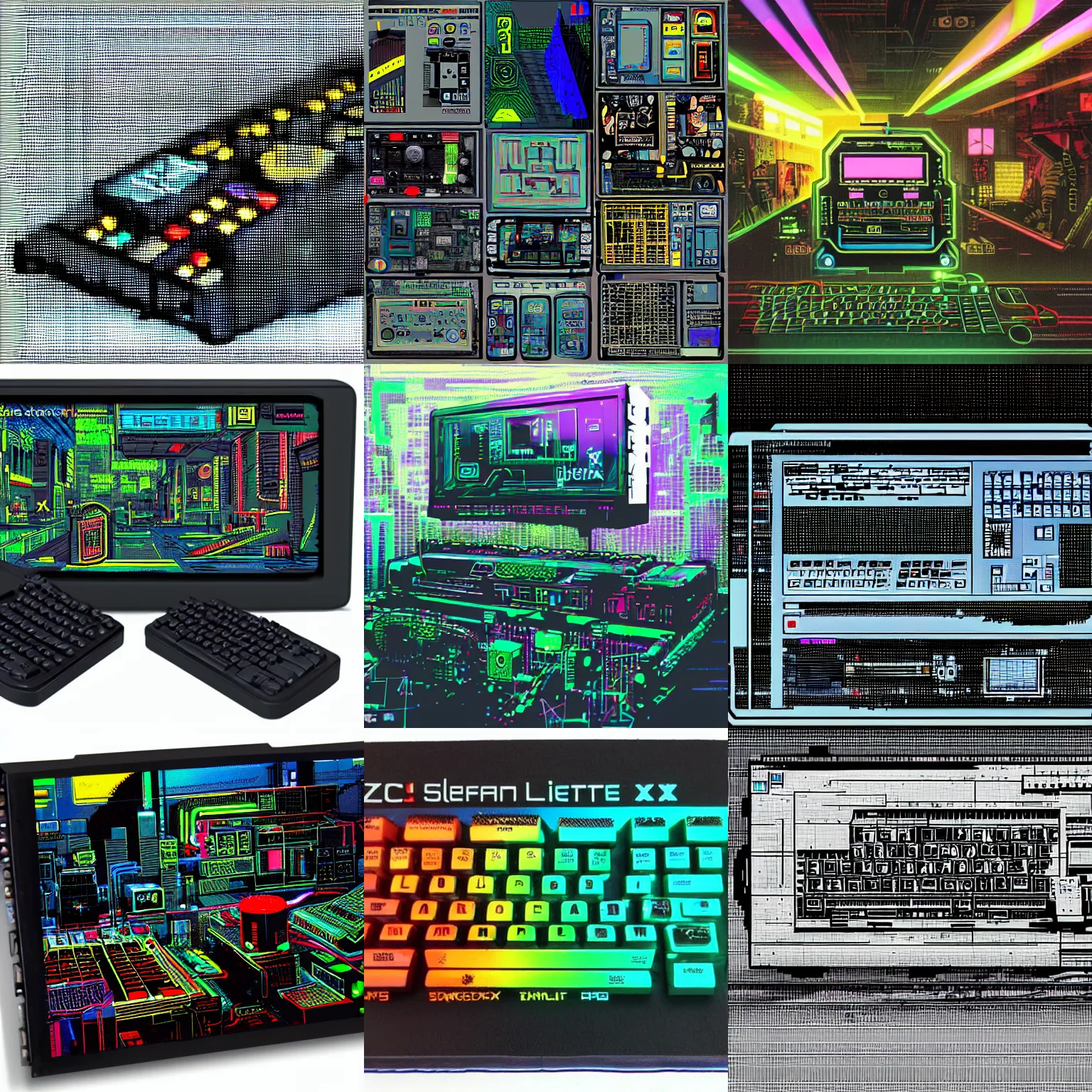 Prompt: zx spectrum in style cyberpunk, technology, electronics