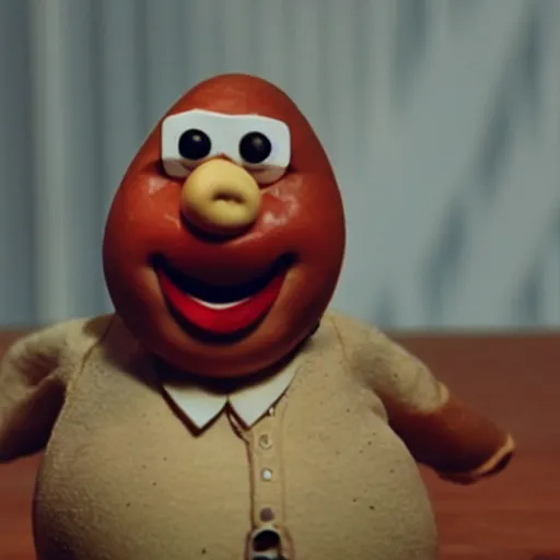 Image similar to mr potato head time bomb, in the cinematic style of diehard, tense