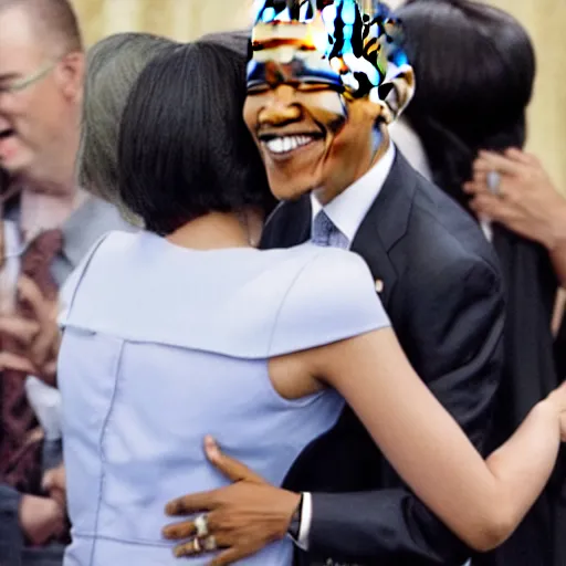 Image similar to Barack Obama hugging his anime waifu, trending on Twitter, set on afternoon