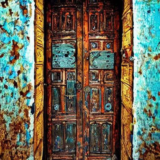 Prompt: A door in the sea, intricate details, eerie, highly detailed, colorful, clean, update