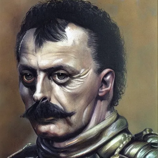 Prompt: Portrait of Igor Ivanovich Strelkov while he is calling for total war, photo-realistic, 2K, highly detailed, bodyhorror by H.R.Giger