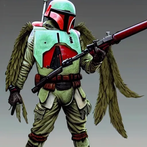 Prompt: a still of tengu in the book of boba fett, realistic, photorealistic, detailed,