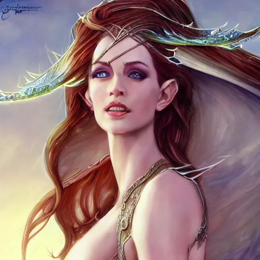 Prompt: elven queen wearing transparent silk bikini, full portrait by magali villeneuve, fantasy, dungeons & dragons, beautiful, artstation contest winner, detailed