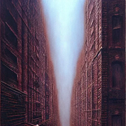 Image similar to new york city beksinski style painting