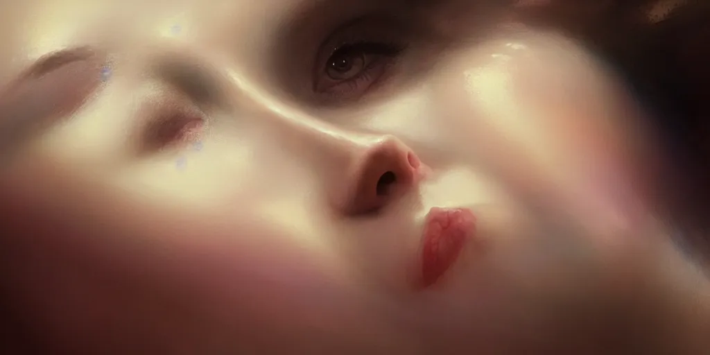 Prompt: close up face portrait of a beautiful woman laying down inside a sentetic fluid, dim light, extremely detailed digital painting, in the style of fenghua zhong and ruan jia and jeremy lipking and peter mohrbacher, mystical colors, rim light, beautiful lighting, 8 k, stunning scene, raytracing, octane, trending on artstation