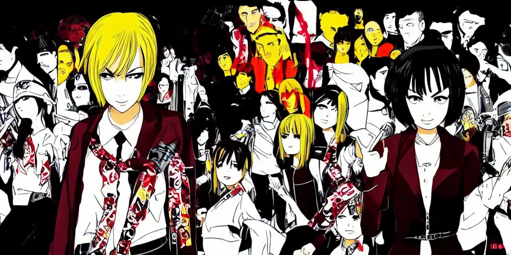 Image similar to kill the bill by quentin tarantino in anime style, cinematic