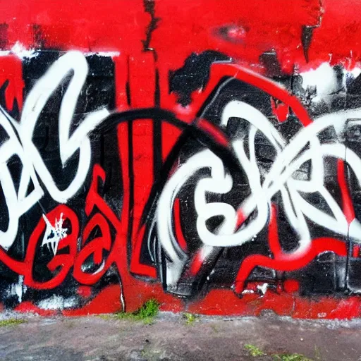 Prompt: red calligraffiti on a black wall